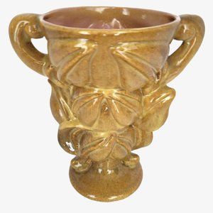 Vintage Gonder Pottery H-77 Double Handle Leaf & V